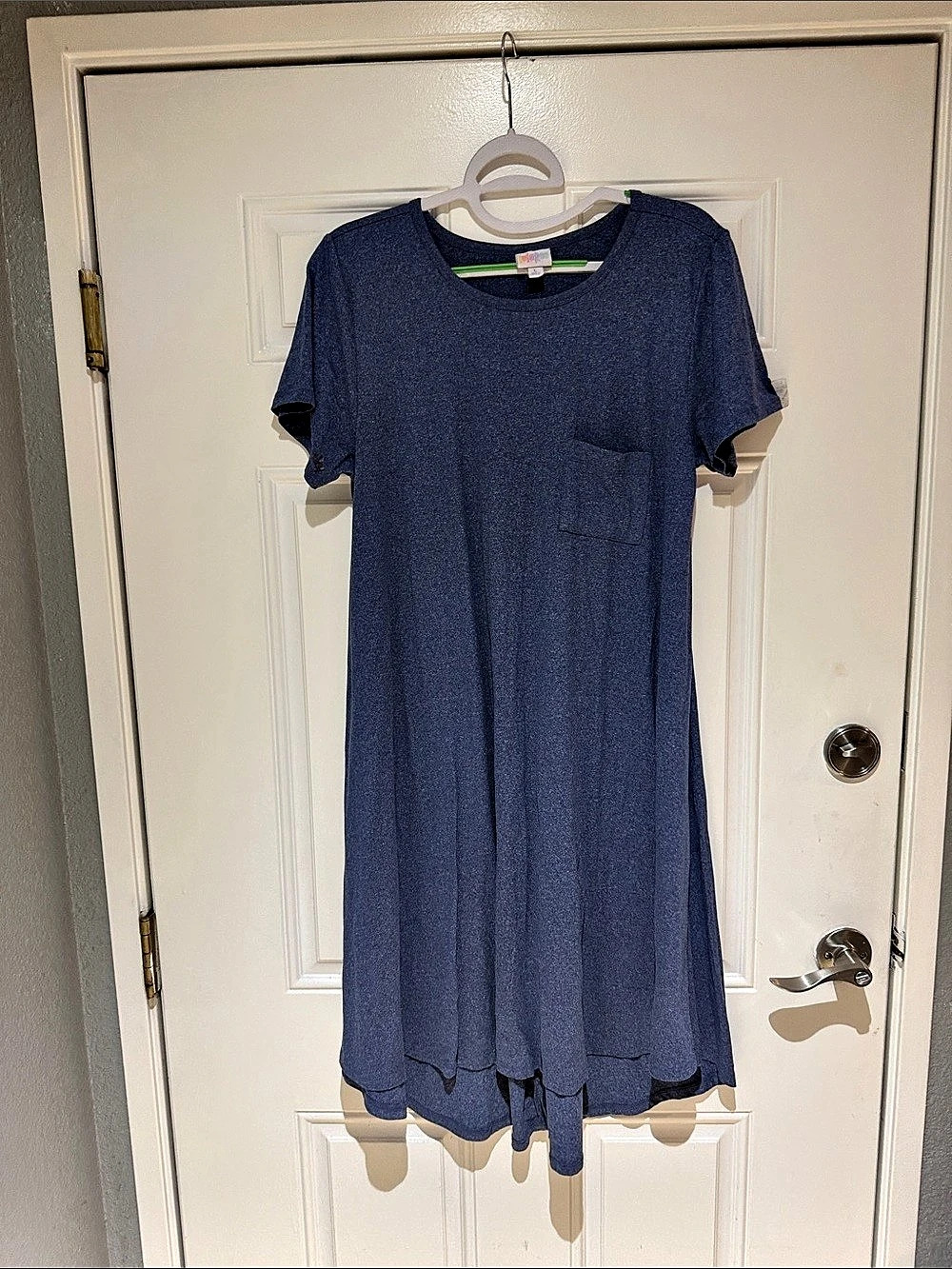 LuLaRoe Carly Short Sleeve Midi Dress Blue Size Large